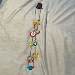 Bright colorful necklace with matching pink earrings. Perfect for summer.